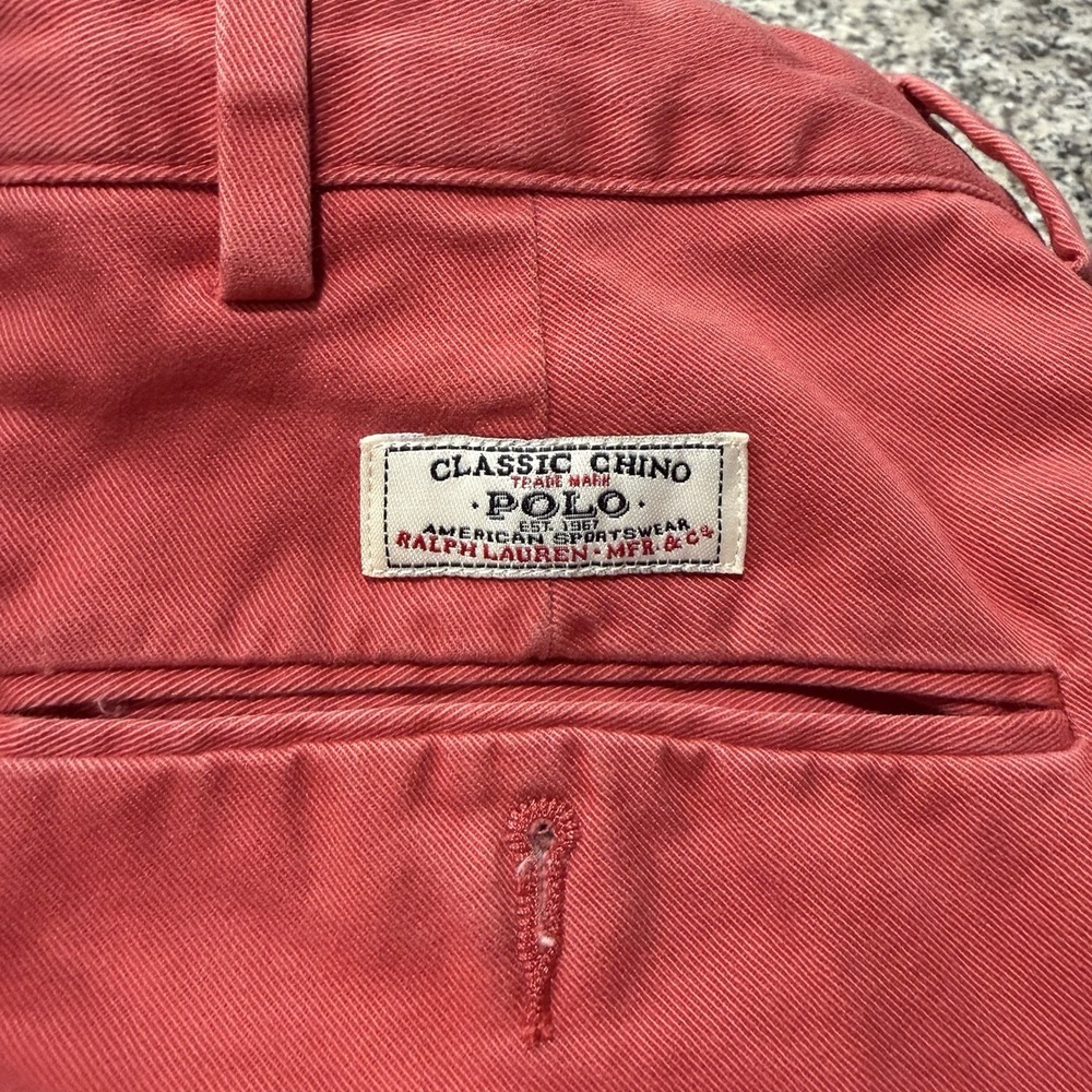 Polo by Ralph Lauren Chinos Men's 35x32 Coral Red Salmon Pleated 100% Cotton⁠